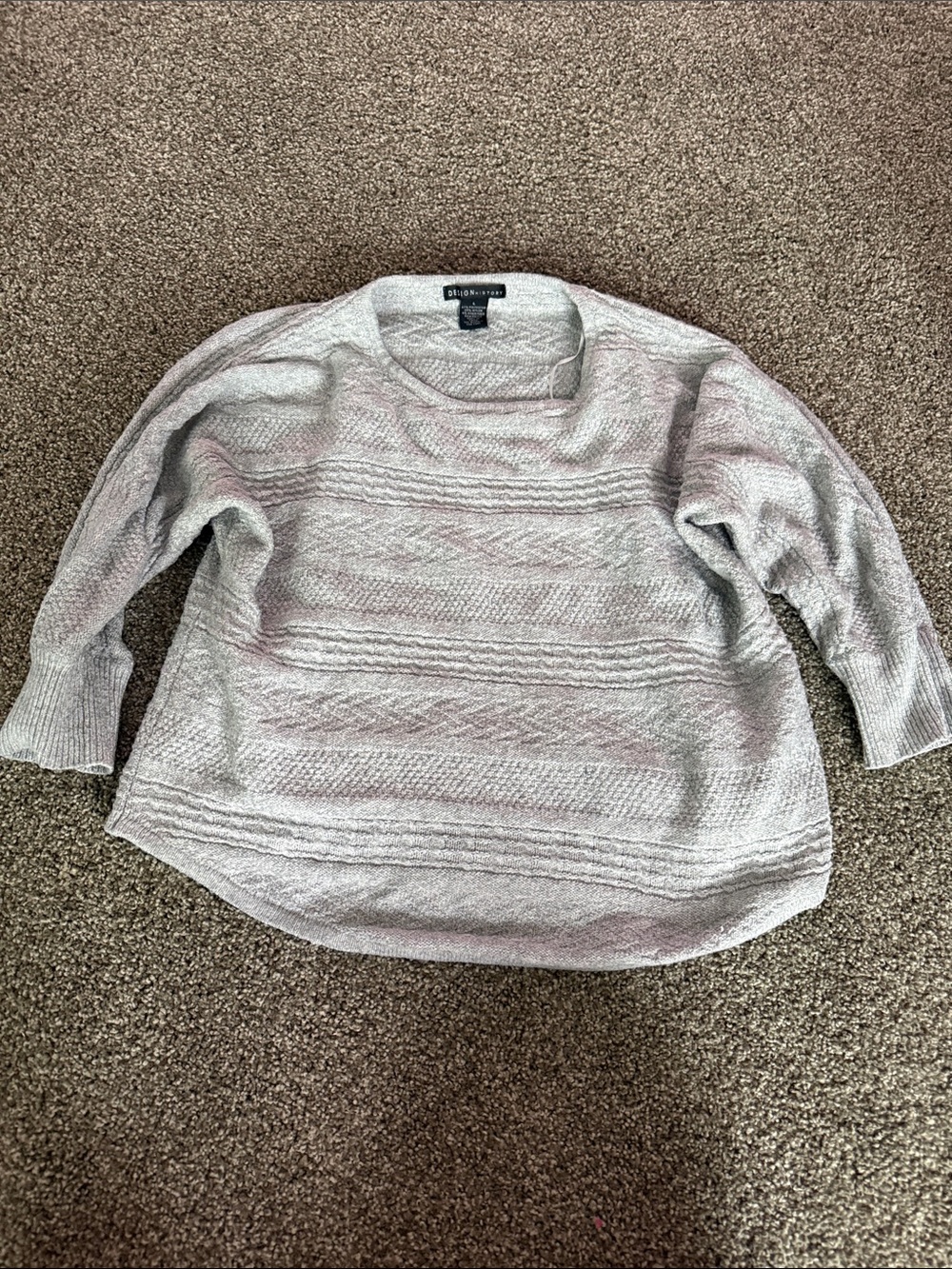 Gray Textured Crew Neck Sweater